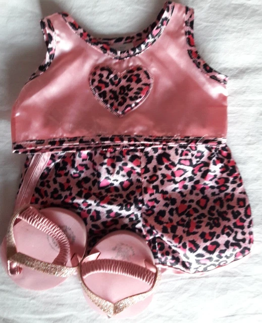 BUILD-A-BEAR 4 PIECE Animal Print Outfit - Top, Shorts, Ear Muffs