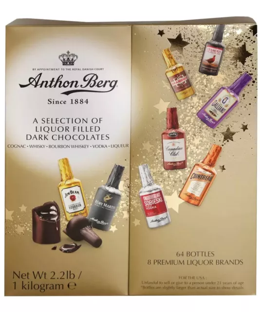 Anthon Berg Liquor Filled Dark Chocolate 64 Pieces 1kg bulk gift box 2023 Dec Ex