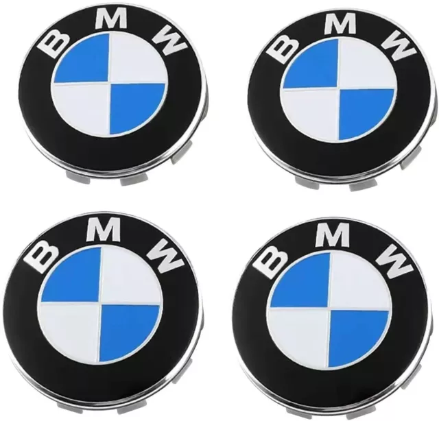 4x Cache Moyeu Jante Centre De Roue enjoliveur BMW 68mm bleue et blanc Neuf