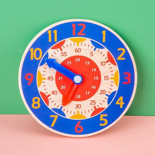 MONTESSORI WOODEN TOYS Clock Time Cognitive Board Math Teaching Aids