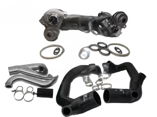 TD04-19T 6+6 V3 Billet Blade Turbochargers+2"inlet+outlet pipe for 335i ...