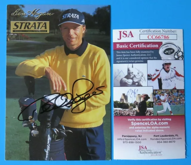 BERNARD LANGER SIGNED 4x6 PROMO CARD / POSTCARD ~ PGA GOLF ~ JSA CC66786