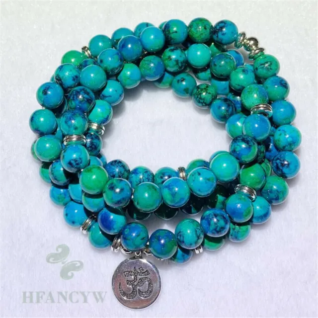 8mm Malachite Lapis Lazuli 108 Beads Pendant Bracelet Bless Meditation Healing