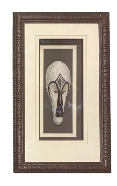 Ceremonial South Africa Mask Fang Tribe Cameroon Framed Glass Wall Hanging