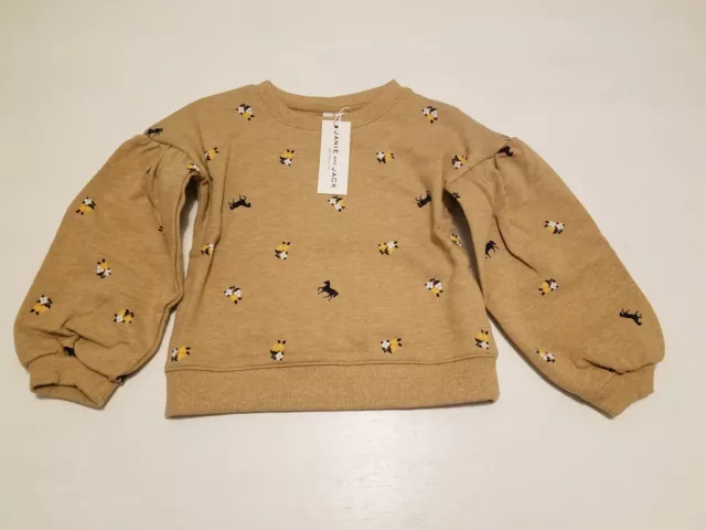 Janie And Jack Horse Sweater - Girls Size 4 Long Sleeve - Tan/Brown Sweatshirt