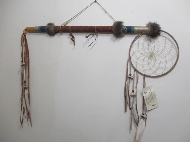 Coup Stick Native American Navajo Dream Catcher 28" COA