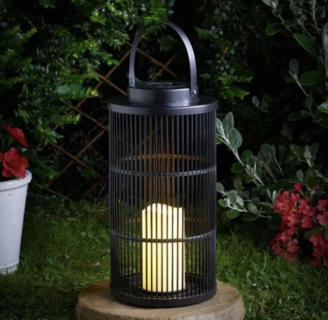 Lanterna Solare Con Effetto Candela Tremolante - 15cm LED, Batteria Ricaricabile, IP44, Per Esterno - Foto 8