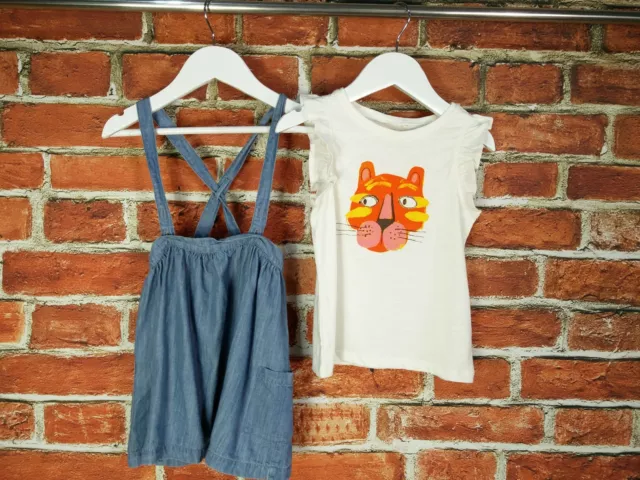 Girls Bundle Age 2-3 Years Next Pinafore Dress T-Shirt Top Summer Set Kids 98Cm