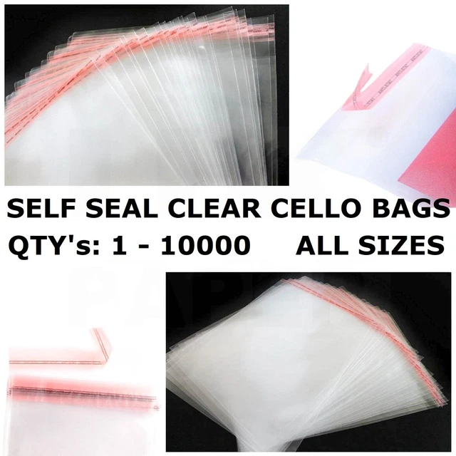 CLEAR CELLO BAGS Cellophane Self Seal Large Small For Sweet Card Craft