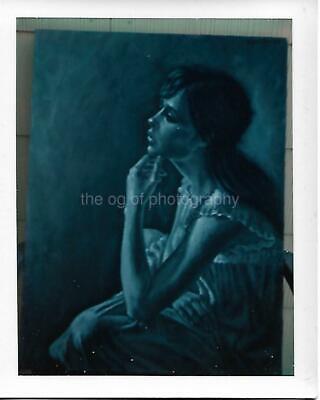 1960's 1970's COLOR FOUND PHOTOGRAPH OF A PAINTING Portrait Woman VINTAGE 03 6 K