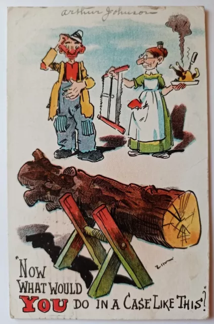 Now What Would You Do in a Case Like This Humor Postcard Posted in 1910