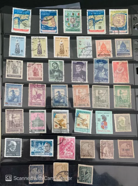 A collection of 38 diff. used Indian Portuguese postage stamps  issued 1914-1957