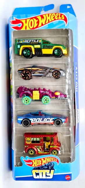 NEW Hot Wheels City Series 5-Car Pack 1:64 Die-Cast HTV39 Taco Truck Police Etc.