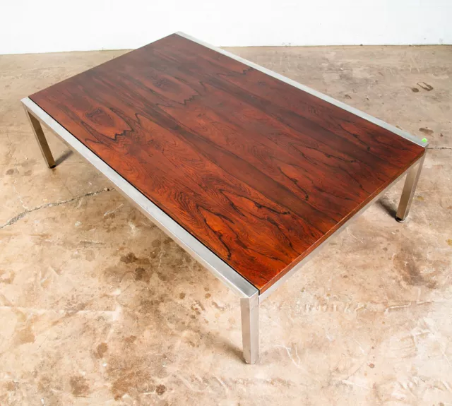 Mid Century Danish Modern Coffee Table Rosewood Large 60x38" Steel Custom Mcm