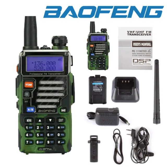 1 Satz Baofeng Uv-5R+Plus 2M/70Cm Walkie-Talkie V/Uhf 5W Handheld Hand-Funkgerät