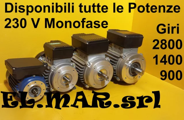 Motore Elettrico Monofase Flangiato B 14 giri 2800 1400 900 rpm poli 2 4 6 230 V