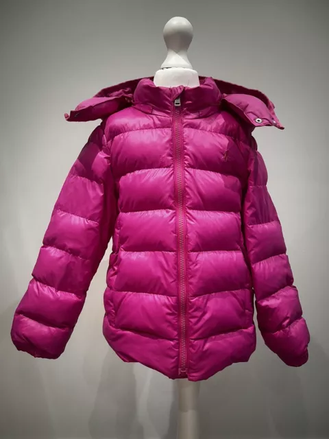 Ralph Lauren Polo Girls Cerise Pink Down Filled Puffer Coat Jacket Age 6