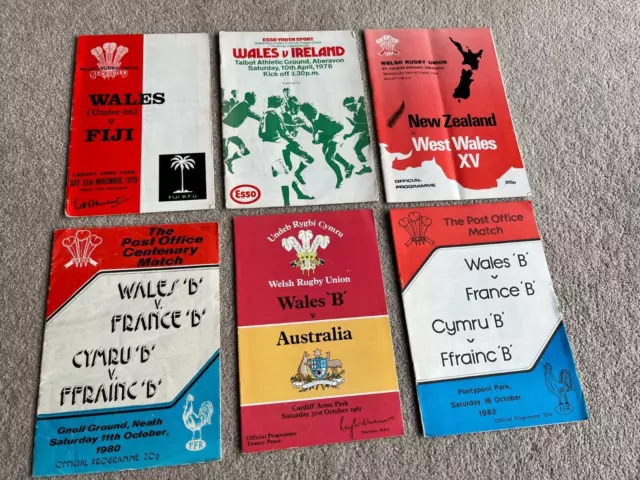 6 1970 to 1982 Wales B / Youth etc Rugby Union Home Match Programmes