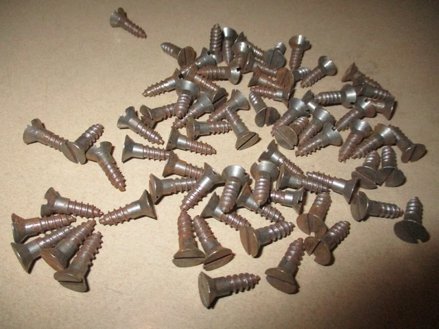 70 - Vintage, N.o.s., Slotted Flat Head Steel Wood Screws, 5/8" X #9 = 5/32"