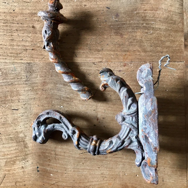 BROKEN Antique Coat Hook Early 1800s Cast Iron Original Old Vintage LARGE