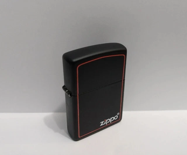 Zippo 2022 Black Matte Red Border Logo Case No Insert No Box Read 2