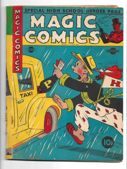 Magic Comics #29 McKay Comics, 1941, Early Mandrake, Lone Ranger, Popeye  2.0 GD