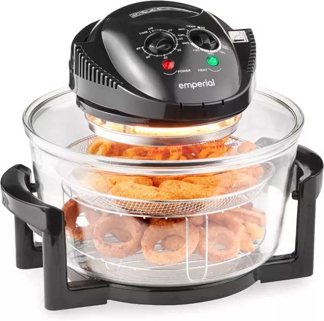 Emperial 17L Halogen Convection Oven Cooker Air Fryer with Extender Ring Black