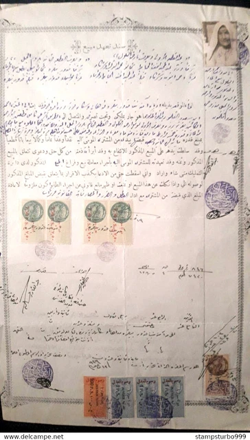 Fr. Colonies,  1919 , old document with 9 revenue taxe stamps, as see in photo