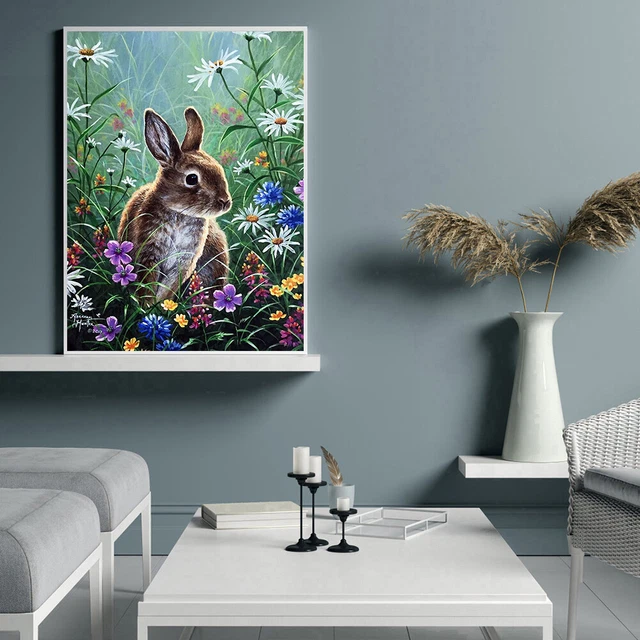 5D DIY Mosaic Craft Kits Rabbit Diamond Mosaic Painting Kits for Home Wall Decor 2