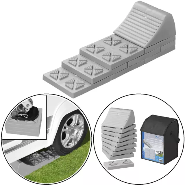 Auffahrkeil 5t stapelbar Stufenkeil Wohnwagen Ausgleichskeile Wohnmobil Grau