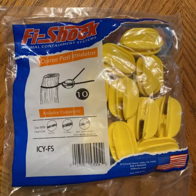 Fi-Shock Electric Corner Post Insulator 10 Pack Yellow ICY-FS Animal Containment Fi-Shock Electric Corner Post Insulator 10 Pack Yellow ICY-FS Animal Containment