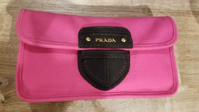 Prada Hot Pink Fuchsia Cavnas Leather Clutch Spring 2011 Runway