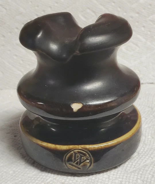 Vintage 5" WESTINGHOUSE SADDLEBACK BROWN CERAMIC PORCELAIN INSULATOR