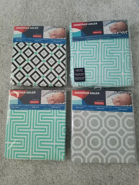 Jonathan Adler Fitted Crib Sheets + Contoured Changing Pad Cover NEW *RETIRED*
