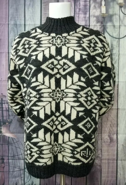 Ralph Lauren Polo Wool Mock Neck Snowflake Sweater Womens Large