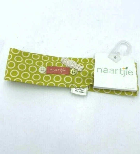 NWT Naartjie OS Headband Green Circle Polka Dot Flower Button Logo