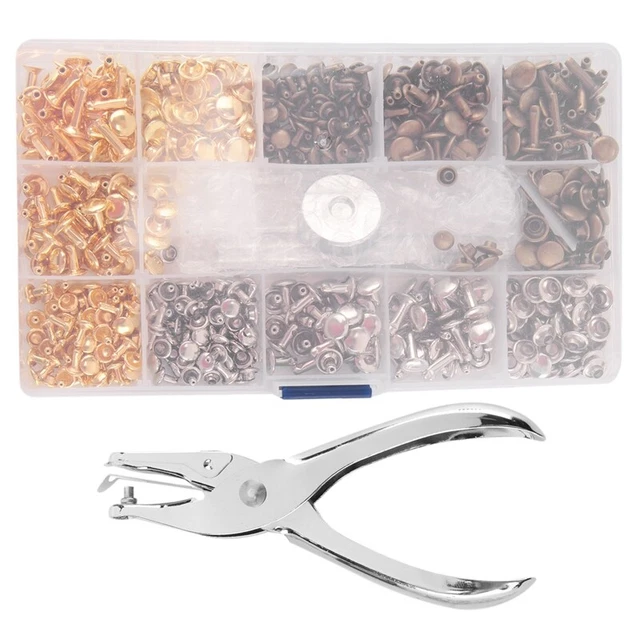 Nieten für Leder, 300 Sets Doppelkappennieten 3 GrößEn 3 Farben und 4 Befes5078