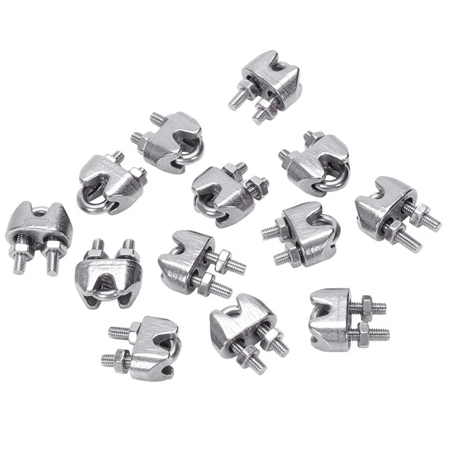 2 mm 1/16 pollici fune metallica acciaio inox morsetto per cavo chiusura 12 pz E8T3