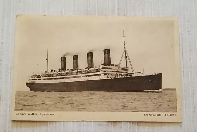 Old England Ship Postcard Cunard Line RMS Aquitania