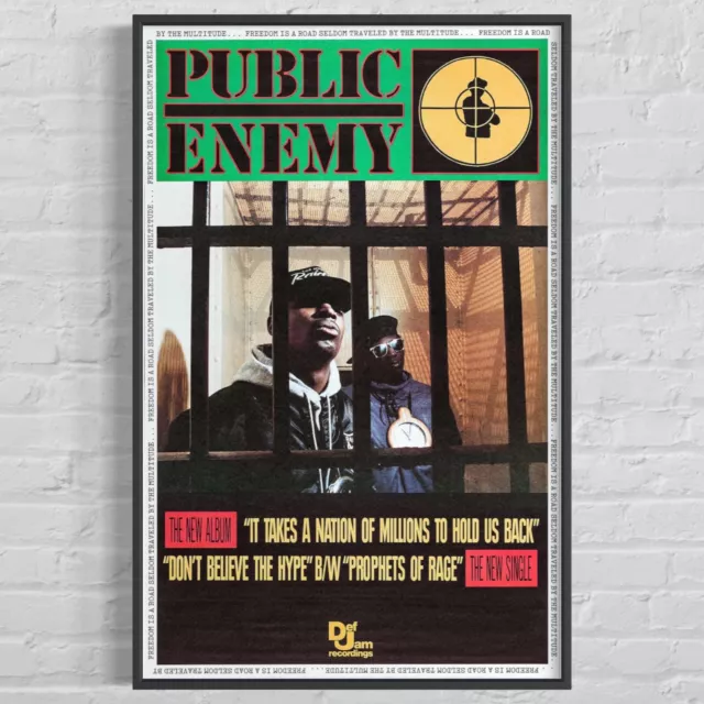 PUBLIC ENEMY 'It Takes a Nation of Millions to Hold Us Back' 1988 Poster 30"x46"