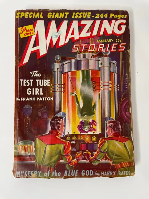 Amazing Stories Pulp Vol. 16 #1  January 1942 “Test Tube Girl” GGA Cover Rare