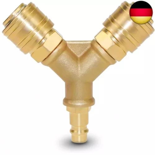 Druckluftverteiler 2-fach 1/4 Inch Brass Druckluftkupplung zwei Kupplungen