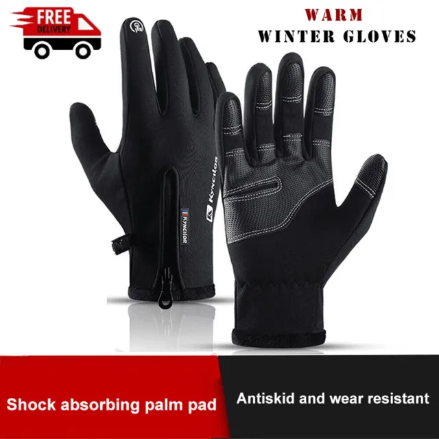 Men Women Gloves Thermal Windproof Waterproof Touch Screen Fleece Winter Mittens 2