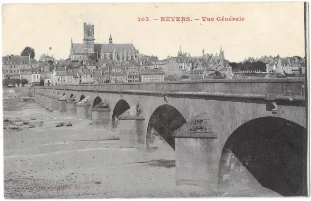 NEVERS 58 Vue Générale CPA animée écrite à Mme Ducléroir dans L'Allier en 1908