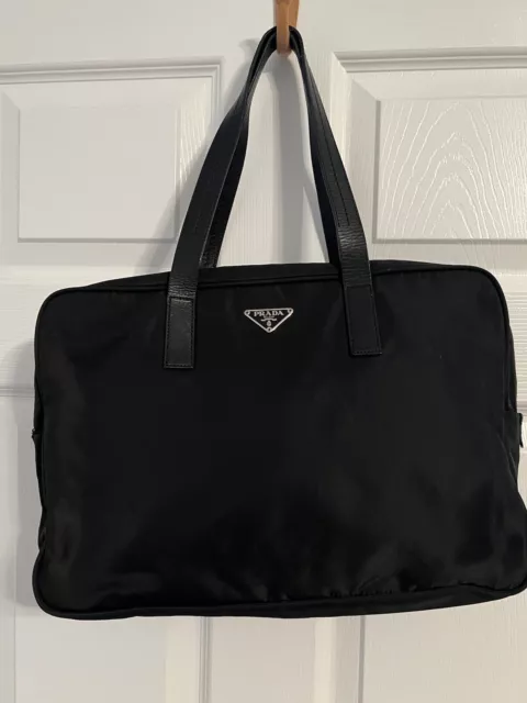 Authentic Prada Tessuto Soft Nylon And Leather Black Handbag