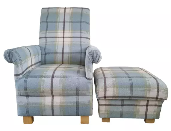 Tartan armchair hotsell and footstool