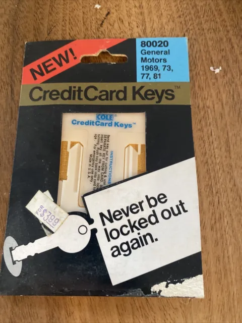 Vtg Emergency Credit Card Keys By Cole Gm 1969, 73, 77, 81