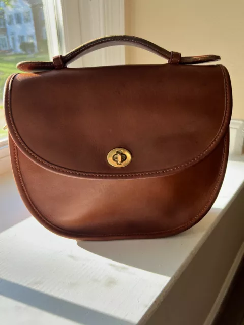 VINTAGE COACH PLAZA Bag British Tan Leather Satchel Crossbody Handbag ...
