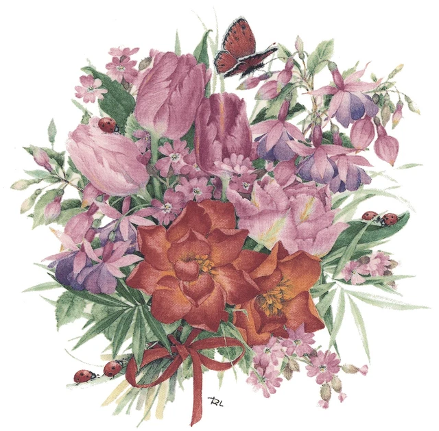 Calcomanías de cerámica tobogán mariposa rosa púrpura flor tulipán Tx