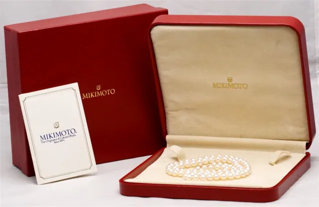 MIKIMOTO 6-6.5mm Akoya Cultured Pearl Strand Necklace 18K Yellow Gold Clasp /Box